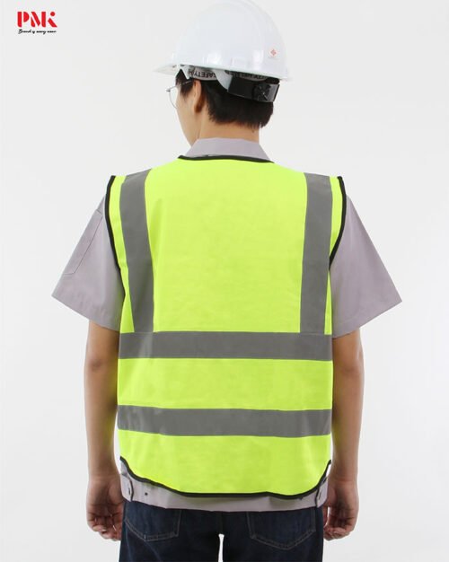 เสื้อกั๊กเซฟตี้มีกระเป๋า (ผ้าPolyester) สีเขียว